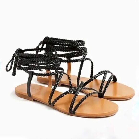 J. Crew Braided Ankle Wrap Sandals - Picture 1 of 4